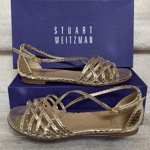 stuart weitzman snake embossed leather sandals
